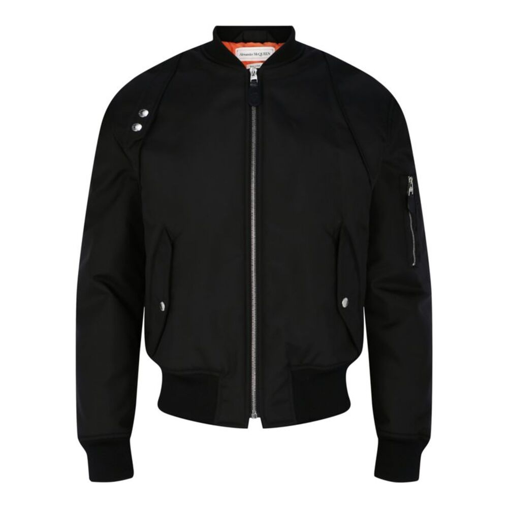 Alexander McQueen Harness Ma-1 Bomber Jacket Black Mens